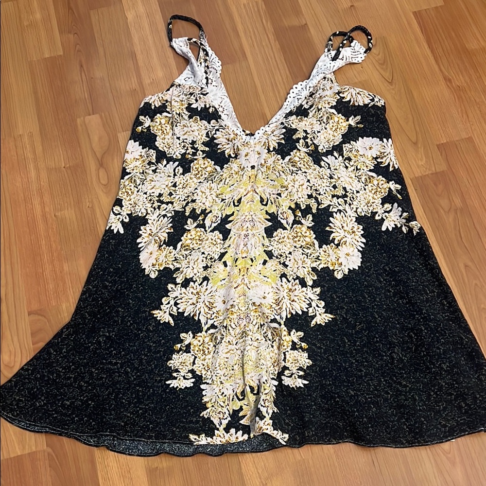 Free People Floral Black and Yellow Dress